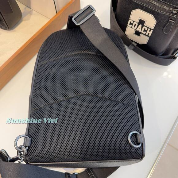 NWT COACH CAJ60 West Pack Varsity Motif Pebble Smooth Leather Black/Chalk - Picture 2 of 10